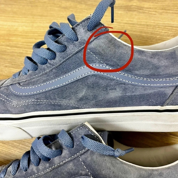 Vans Old Skool Pig Suede Sneaker Tempest Blue True White Size 11.5 Men - Picture 4 of 11